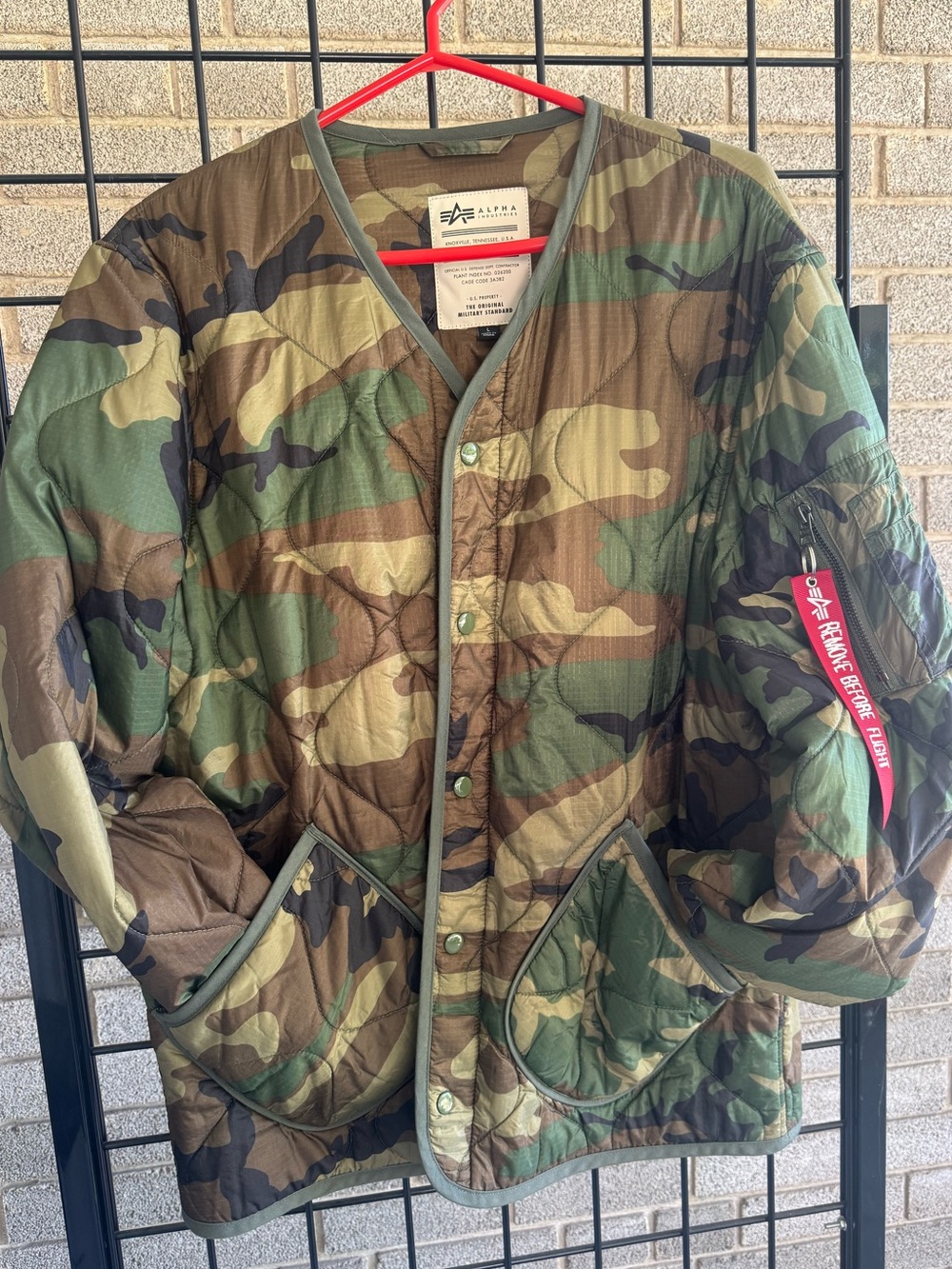 ALPHA Industries Men’s Camouflage Quilted Jacket - Green/Brown L